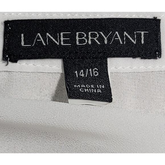Lane Bryant White Beaded Embroidered Bodice Sheer Top 14 16 Lightweight Soft - Picture 3 of 8